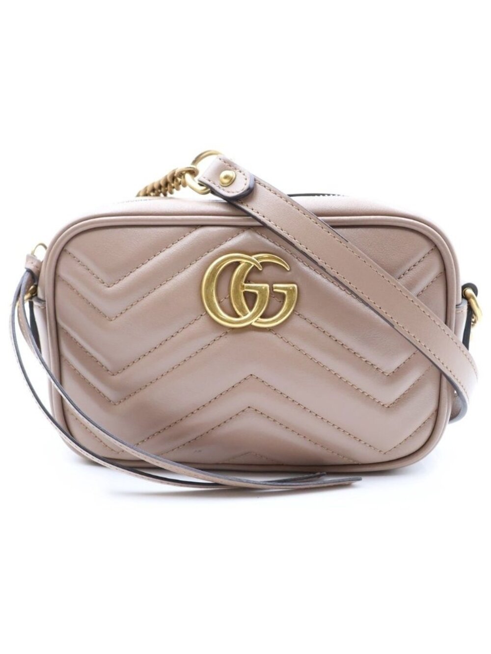 Gucci GG Marmont Mini Shoulder Bag Rose Pink Leather Gold